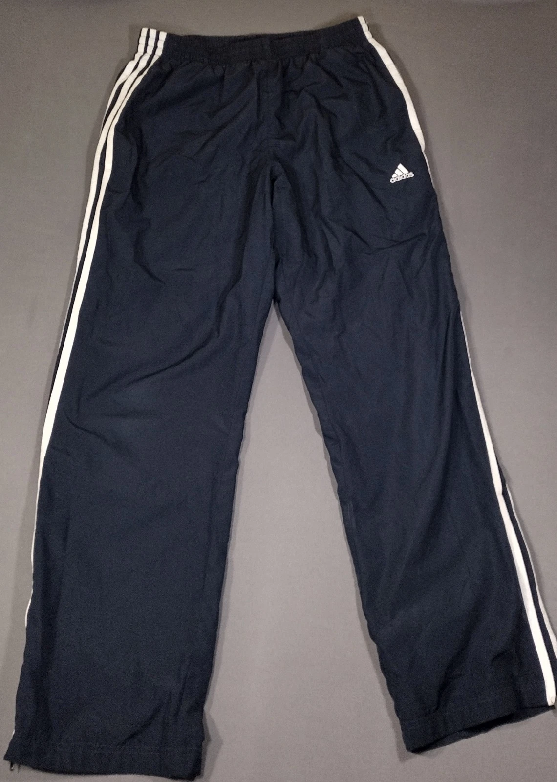 Adidas Y2K Striped Track Pants Mens 30x30 Navy Blue Lined Zip Baggy Windbreaker