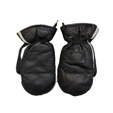 Vtg Weiss Black Snowmobile Leather Mitten Gloves Sz M