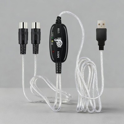 USB IN-OUT MIDI Interface Cable Converter to PC Music Keyboard Adapter Cord5KXWb