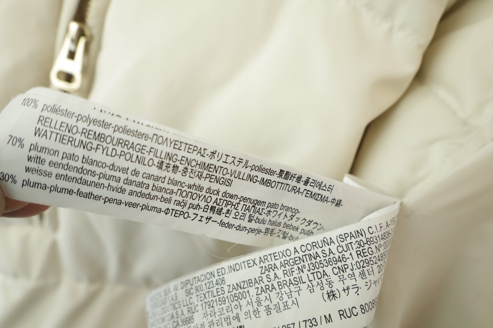 ZARA BASIC Beige Padded Jacket size M Womens Hood… - image 6