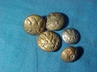 5 Orig CIVIL WAR Brass UNIFORM BUTTONS Various Styles INFANTRY etc