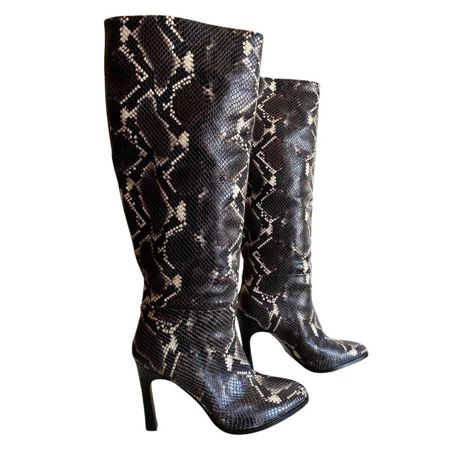 Sigerson Morrison Python Embossed Knee High Leath… - image 1