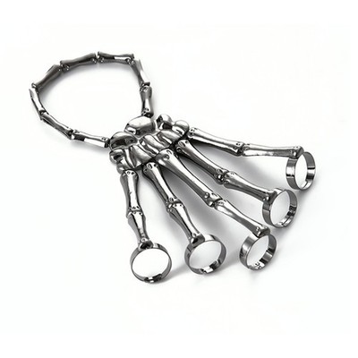 2X(Fashion Personality Punk Skeleton Hand Bone Vielseitiges FüNf-Finger--Ar4403