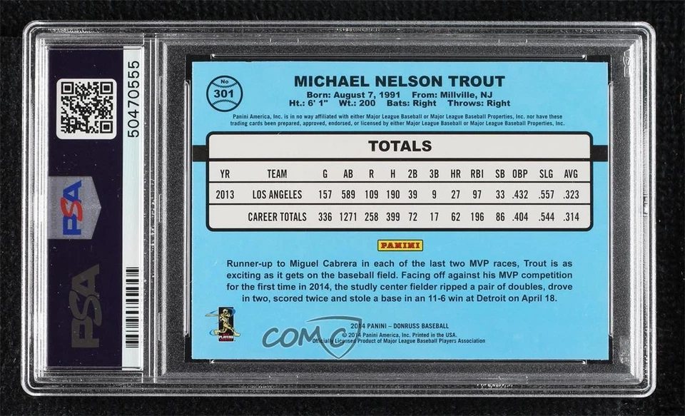 2014 Panini Donruss Mike Trout #301 PSA 10 GEM MT - Image 2 of 2