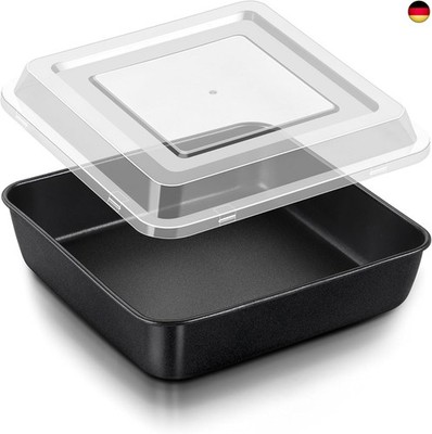 Joyfair Quadratische Kuchenform, antihaftbeschichtet, mit Deckel, 23,5 cm,