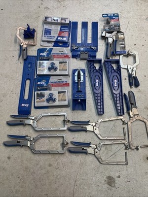 Kreg (16) New & Used Tools  K4 Pocket Hole Jig ,Hinge, bench Clamps Plus More ￼