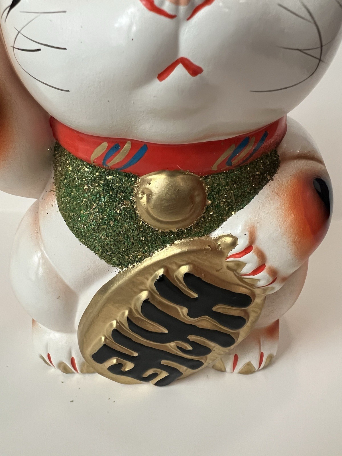 Ceramic Lucky Cat Piggy Coin Bank 7 Inches