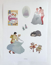 Disney Princess - CINDERELLA - Scrapbook Stickers Sheet CASTLE Dancing Mice