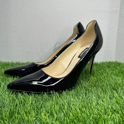 Nine West Freds 3 Leather High Heel Pointed Toe Pumps Glossy Black SZ 8.5 Classy