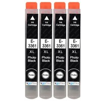 4 Foto Schwarze Tintenpatronen Ersetzen Epson T3361 (33XL) Non-Oem / Kompatibel