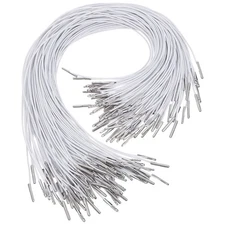 150 Pcs White Elastic Cord 14" 1.2mm Barbed Rope Stretch Metal Ends for Masks