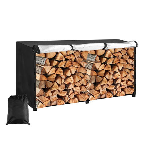 Firewood Rack Cover Outdoor Waterproof Log Rack Holder Cover Fit 4/8FT Wood Rack - Picture 17 of 30