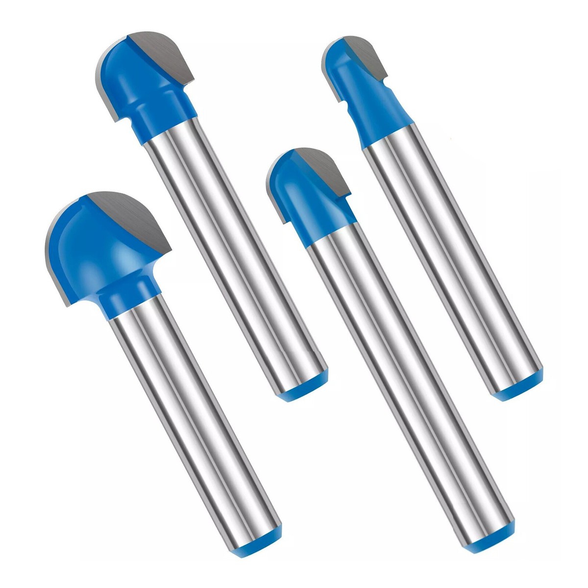4PCS New 1/4 Inch Shank Carbide Round Nose Core Router Bit Set 