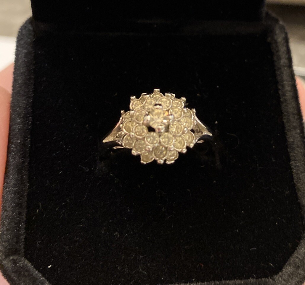 Vintage Signed ESPO 14k Gold Electroplate White Gemstone Cocktail Ring