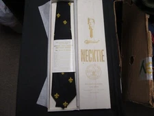 BSA Official Men's Necktie for Civilian Wear, 1960-70's  Gold FDL on Black