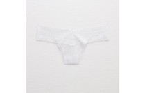 NWT AMERICAN EAGLE AERIE WHITE LACE THONG PANTY SIZE LARGE