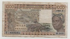 WEST AFRICAN STATES TOGO 1000 FRANCS 1981 PICK 801 TB LOOK SCANS