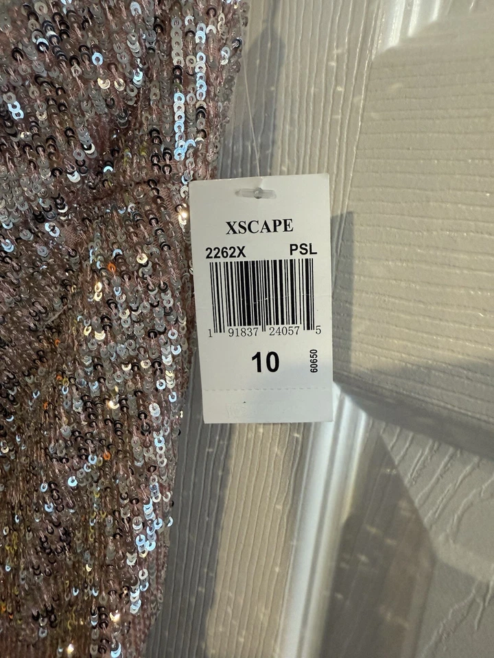 Nuevo con etiquetas Vestido Xscape Lentejuelas Un Hombro en Rosa/Plateado [Talla 10] Foto 2 de 4