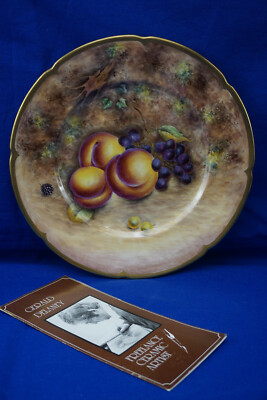 Gerald Delaney Hand Painted Cabinet Plate, 10 7/8'' Fruit, Limoges w/Brochure (B3