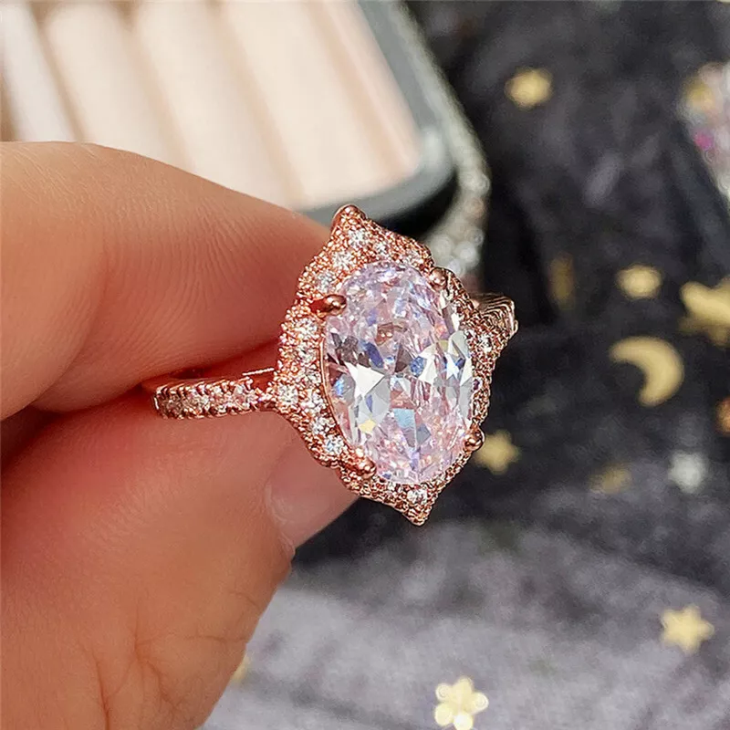 Oval Cubic Zirconia Wedding Rings for Women Romantic Engagement