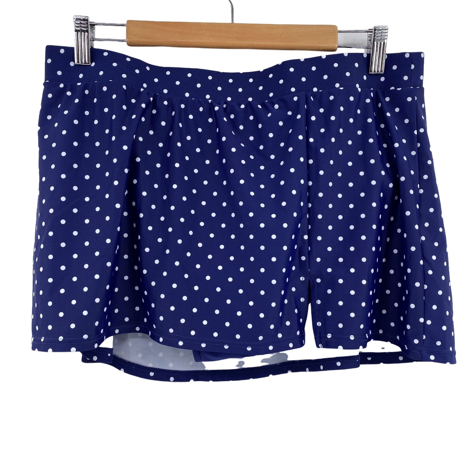 Talbots vented blue white polka dot swim skirt size 1… Gem