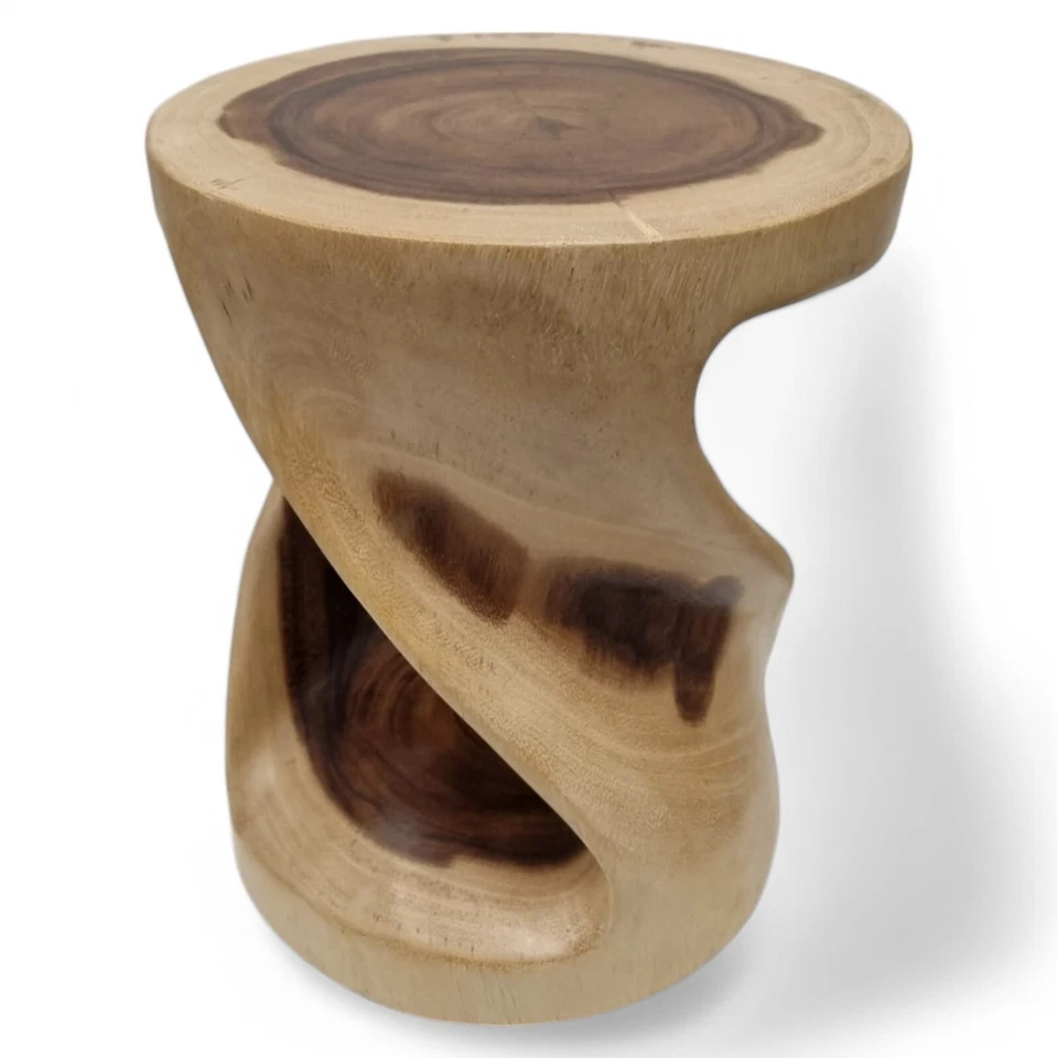 Suar Wood Side Table Flower Column Solid Wood Stool Table Acacia Decor - Image 3 of 4