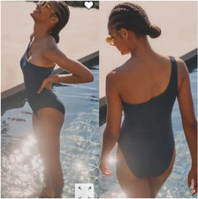 J.CREW Textured One Shoulder One Piece Swimsuit NWT 12 Blue Ribbed SeersuckerNew