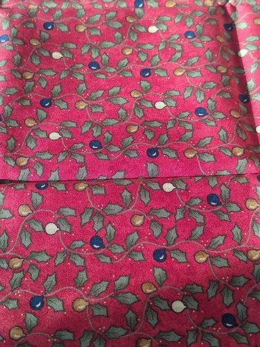 Ornaments And Holly On Red Cotton Fabric (Christmas X-Citement, Sandy Gervais) - Picture 2 of 4
