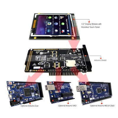 3.2'' inch TFT LCD Resistive Touch Shield for Arduino Due,MEGA 2560,Uno w/Library