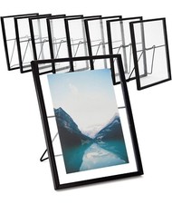 Juvale 8 Pack Black Glass Floating Frames for 5x7 Photos or Pressed Flowers