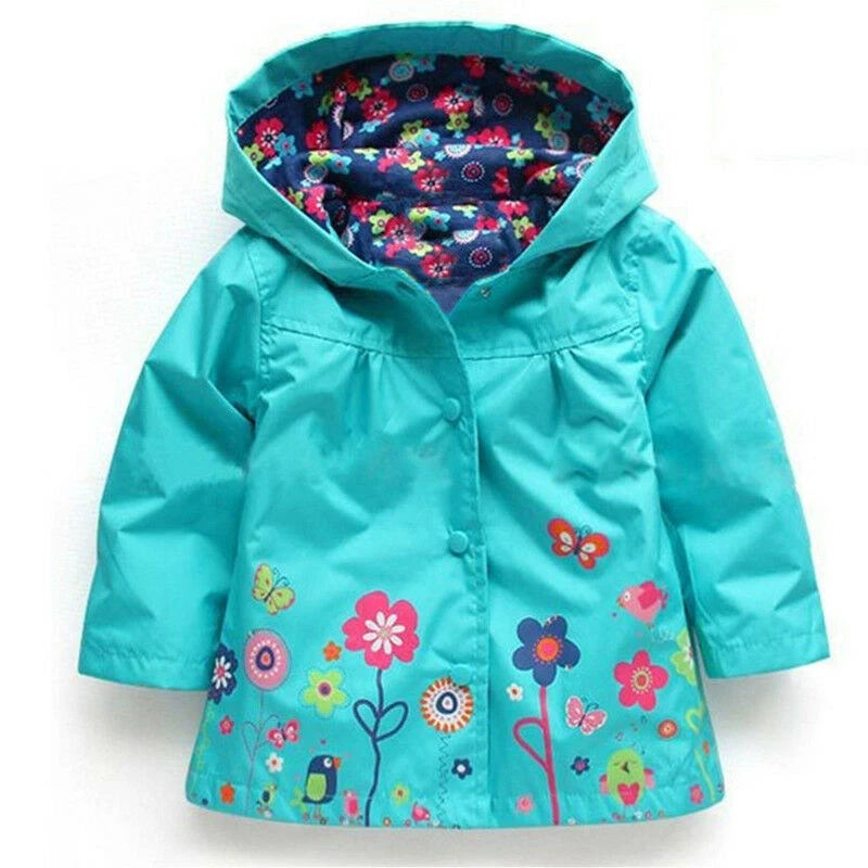 Boys Girls Toddler Kids Waterproof Windproof Hooded Jacket Rain Coat Outerwear - Image 4 of 4
