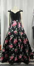 Lara Design Floral Satin Fit and Flare Wedding Guest Mother Bride Prom Gown Sz 2