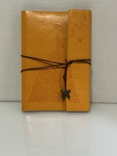 Journal Notebook Lined Yellow Gold Leather Butterfly Lady
