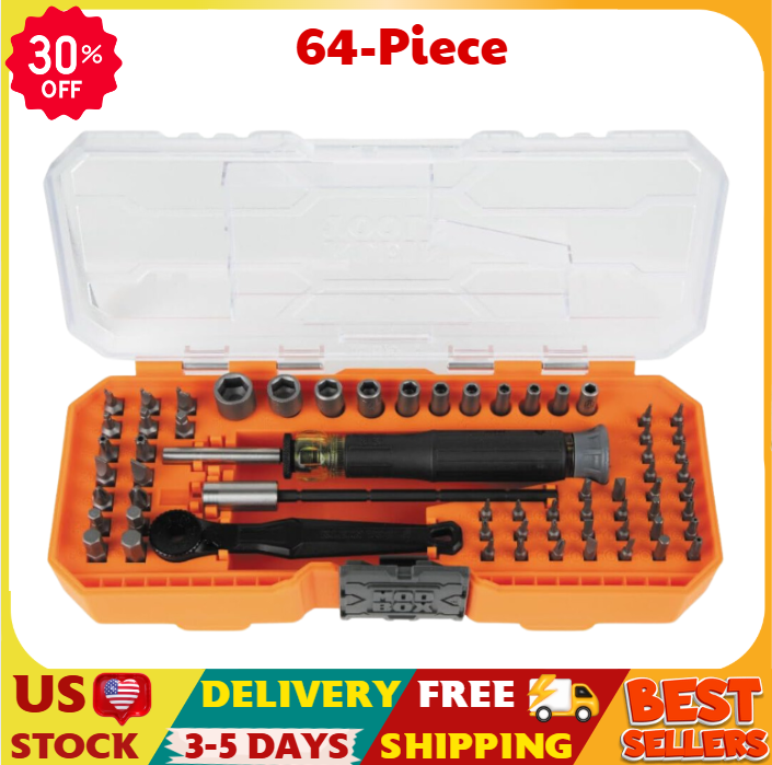 Klein Tools 32787 64-Piece Micro Ratchet Bit Precision Driver Set with Modular Case