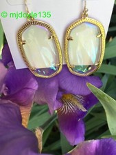 Kendra Scott Danielle Clear Iridescent Drop Dangle Earrings Gold CUTE!!! L@@K