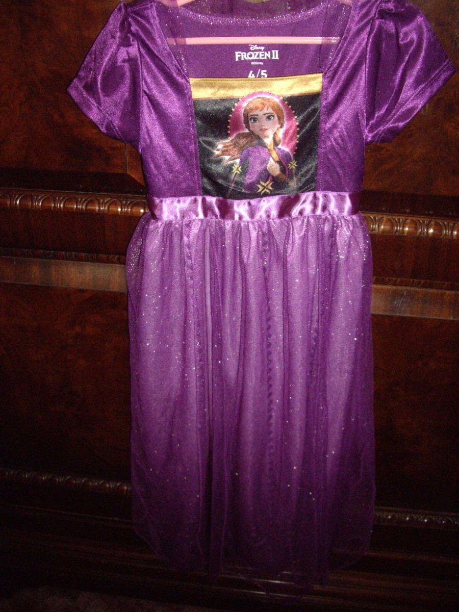 T23 Girls Size 4-5 Frozen Princess Anna Purple Nightgown Dress