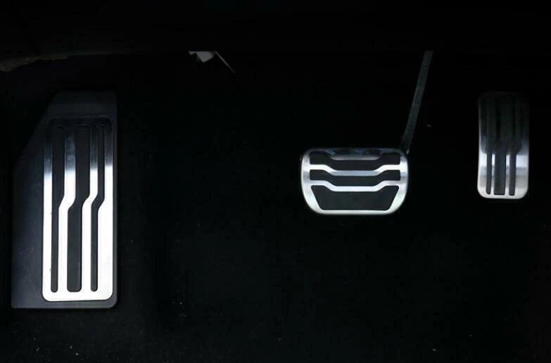 Cubierta de pedal acelerador de freno de aluminio plateado para Ford Edge 2015-2021 3 piezas Foto 2 de 4