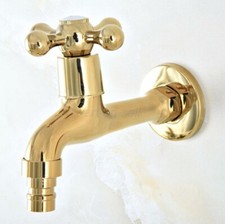 Gold Color Brass Wall Mounted Garden Washing Machine Water Taps Faucet aav143