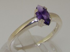 925 Sterling Silver Natural Amethyst Womens Solitaire Ring - Sizes 4 to 12