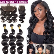 Brazilian 7A 100 Virgin Remy Human Hair Weft 3Bundles 300g with Lace Closure US