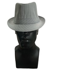 Fedora Triliby Hat Men  s 1920s Gangster Style White Pinstripe Large Gray