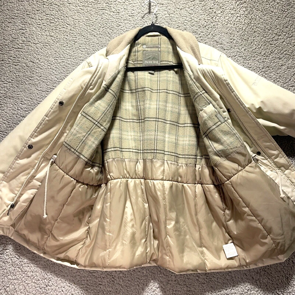 Chaqueta Pacific Trail Petite Mediana Beige Forrada Tareas Granero Abrigo de Trabajo Clima Frío Foto 3 de 4