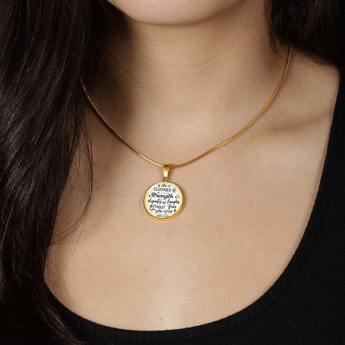 Collana Lusso Ispirazione Novità per Donna Proverbi 31:25 Ciondolo Cristiano - Foto 7 di 10