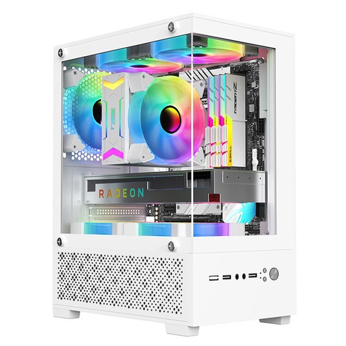 270 Grad transparentes Computer gehäuse PC-Turm für M-ATX/ITX-Motherboard - Photo 2/12