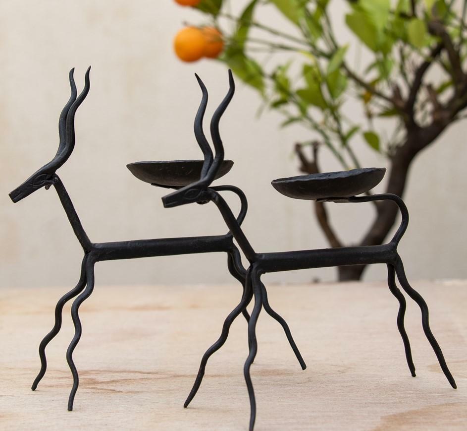 Hand Crafted Metal Deer Tealight Candle Holder eBay