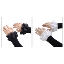 Women Sweet Fake Sleeves Double Layer Lace Flared Cuffs Wrist Warmers