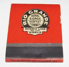 Vtg Unstruck Matchbook ca. 1940s Rio Grande Railroad Royal Gorge Moffat Tunnel