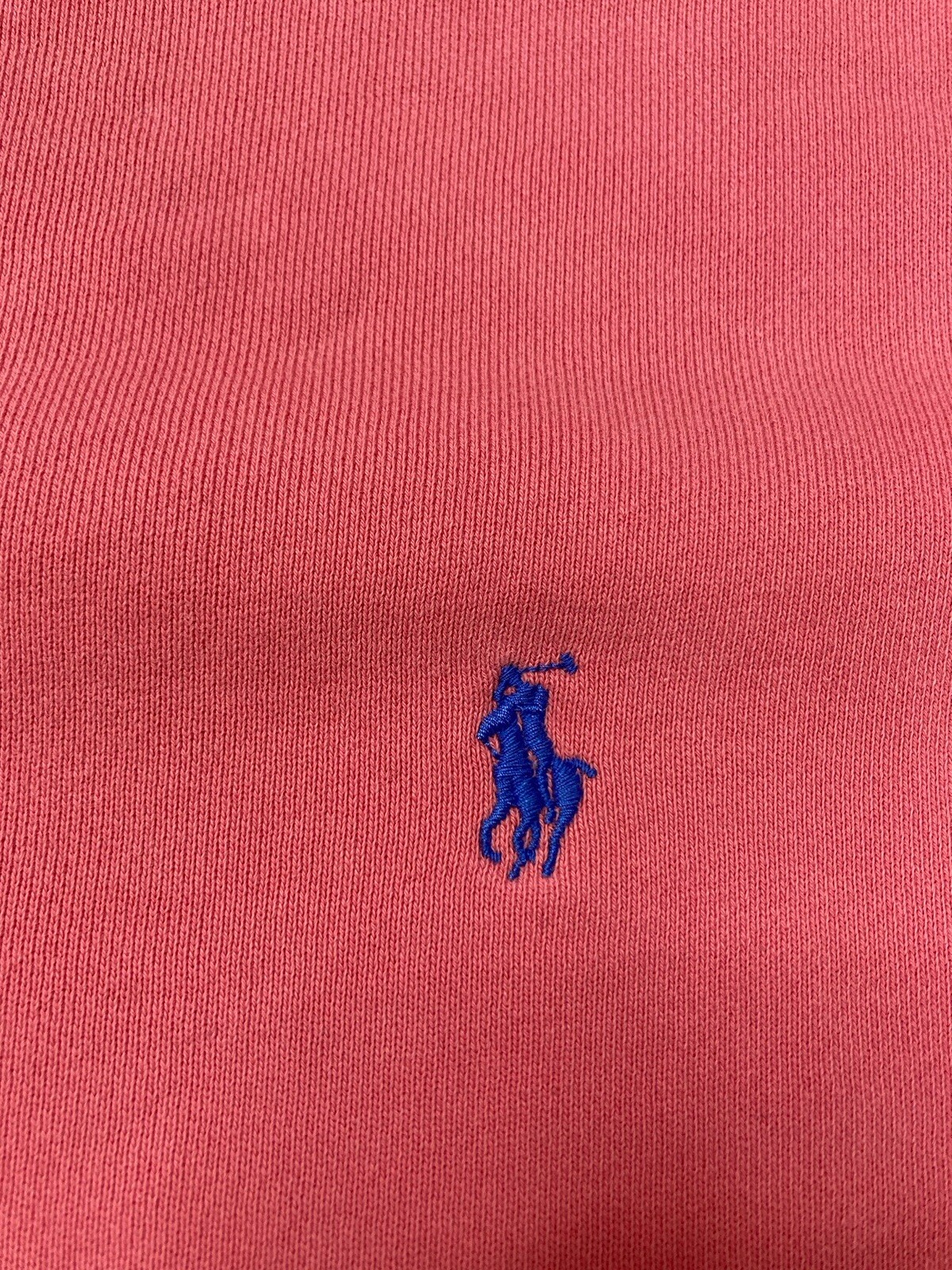 VINTAGE Polo Ralph Lauren felpa uomo XL rosa salmone pony blu invecchiato anni 90