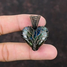 Labradorite Jewelry Copper Love Gift Wire Wrapped Tree Of Life Pendant 1.61"