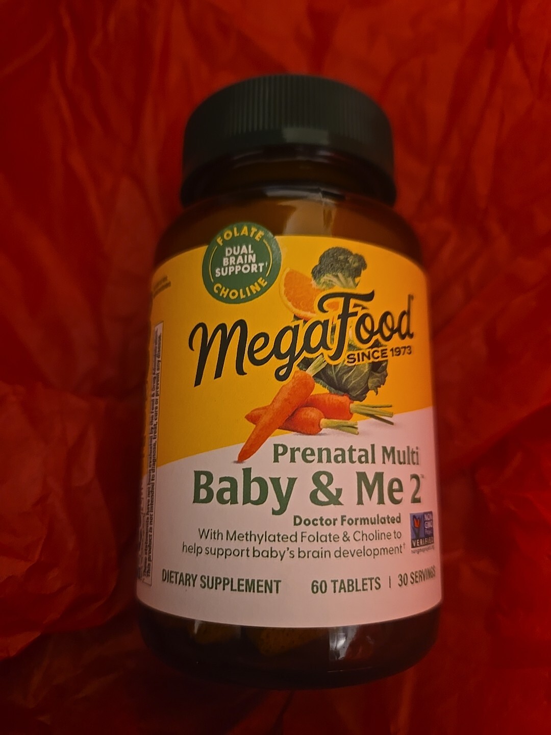 MegaFood Baby and Me 2 Prenatal Multi 60 Tabs Baby's Brain, Folate, Choline